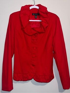 INC International Concepts Red Ruffle-Trim Blazer